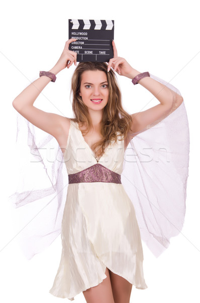 Foto stock: Antigo · deusa · isolado · branco · mulher · sorrir