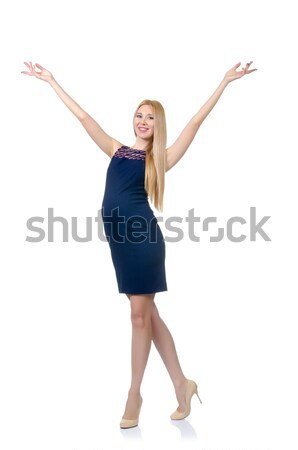 Beautiful pregnant woman in blue dress isolated on white Stock photo © Elnur