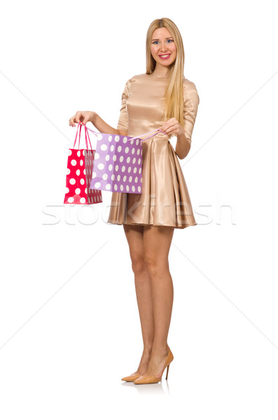 Woman many shopping bags after shopping isolated on white Stock photo © Elnur