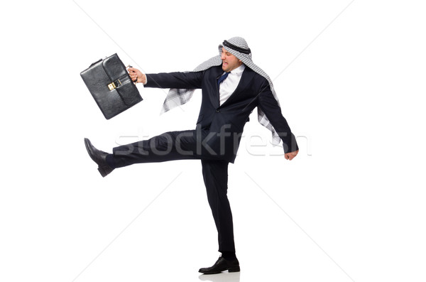 Arab businessman rushing isolated on white Stock photo © Elnur
