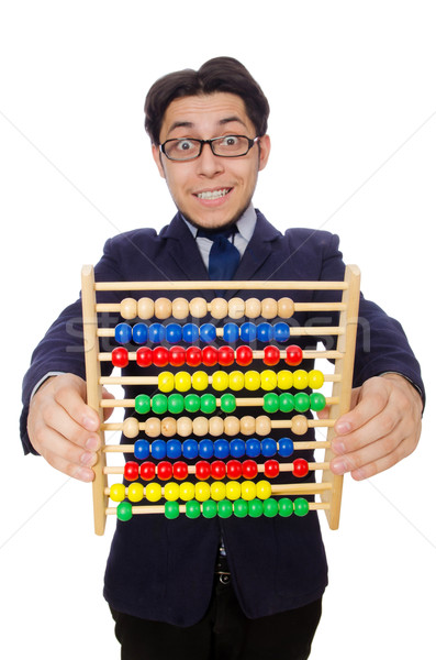 Stock photo: Funny businessman with abacus isolated on the white