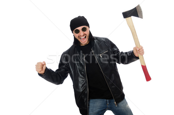 Angry man with axe isolated on white Stock photo © Elnur