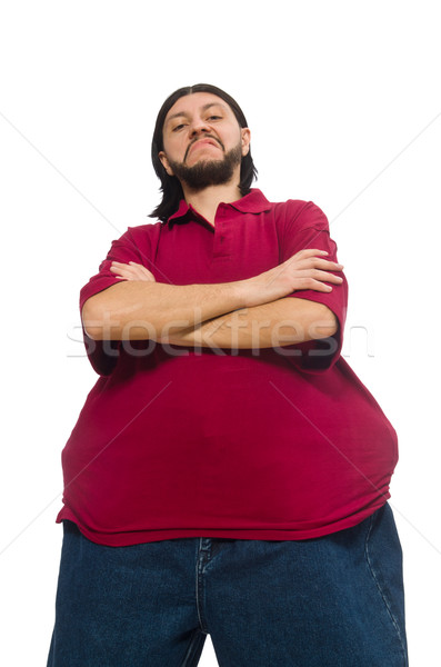 Übergewicht Mann isoliert weiß Gesundheit Abendessen Stock foto © Elnur