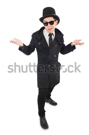 Jóvenes detective negro abrigo aislado blanco Foto stock © Elnur