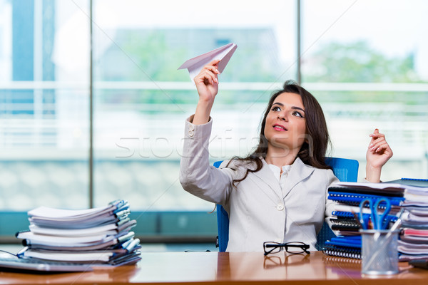 Businesswoman sitting at the office desk Stock photo © Elnur