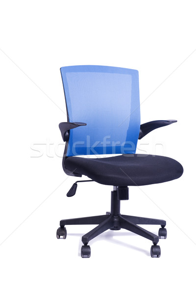 ストックフォト: 青 · 事務椅子 · 孤立した · 白 · オフィス · デザイン