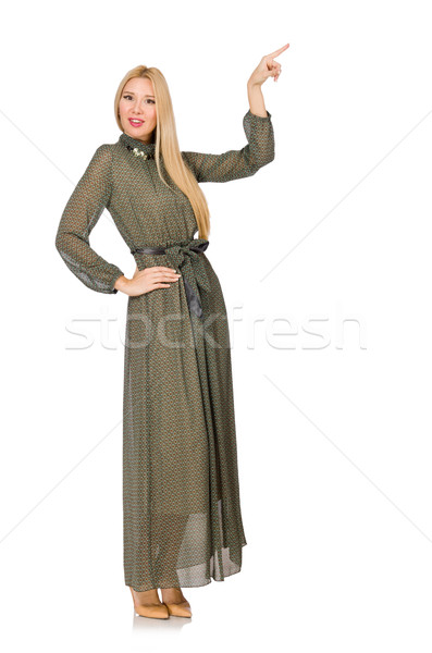 Stockfoto: Blond · haren · vrouw · lang · groene · jurk