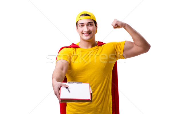 Stock photo: Super hero delivery guy isolated on white