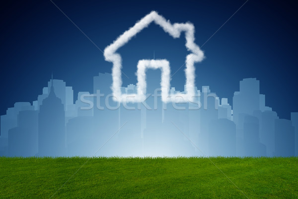 Maison ciel nuages 3D affaires [[stock_photo]] © Elnur