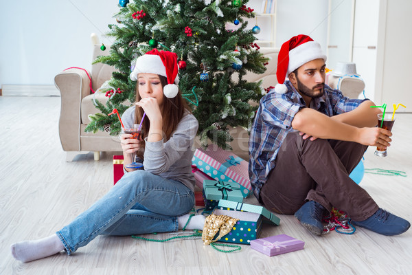 [[stock_photo]]: Jeunes · paire · conflit · Noël · nuit