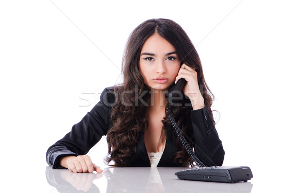 Young phone operator on white Stock photo © Elnur