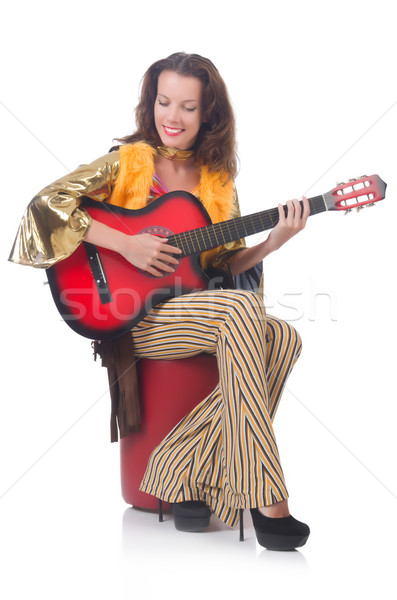 Woman with guitar in mexican clothing Stock photo © Elnur