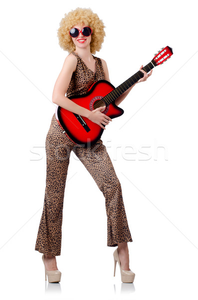 Foto stock: Jóvenes · cantante · afro · corte · guitarra · música