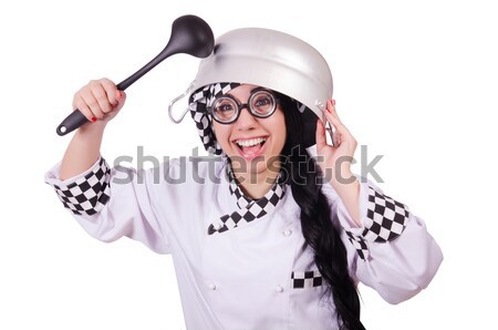 Stock photo: Prisoner in striped uniform on white