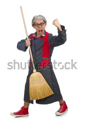 Stock photo: Executioner in red costume with axe on white