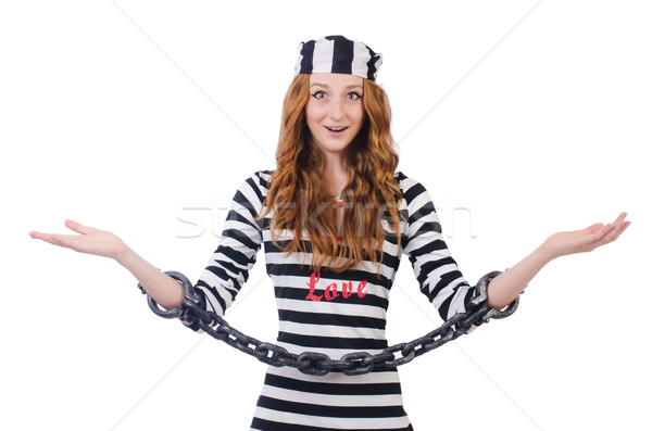 Young surprised  woman-prisoner isolated on white Stock photo © Elnur