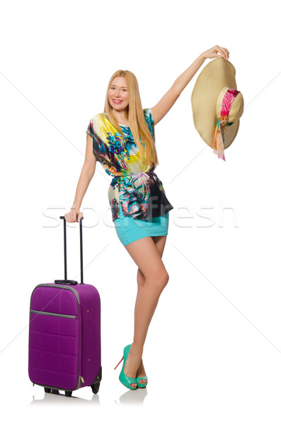 旅行 假期 行李 白 女孩 快樂 商業照片 © Elnur