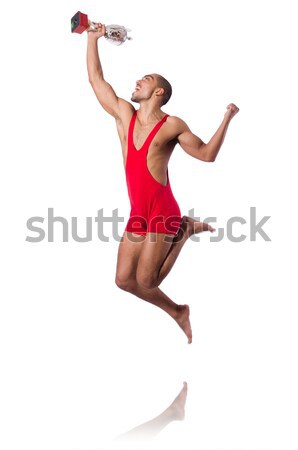 Wrestler in red dress isolated on the white background Stock photo © Elnur
