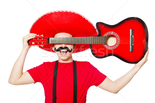 Mexicaanse gitarist geïsoleerd witte partij gitaar Stockfoto © Elnur