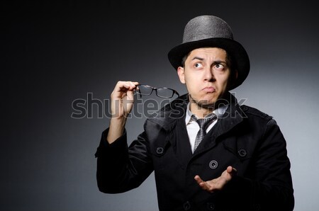 Man wearing vintage hat with gun Stock photo © Elnur
