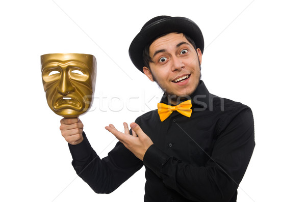 Young man with golden Venetian mask isolated on white Stock photo © Elnur