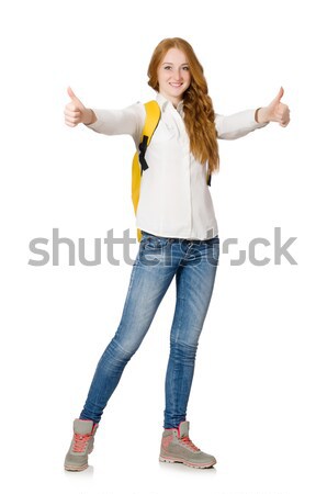 Young student with backpack isolated on white Stock photo © Elnur