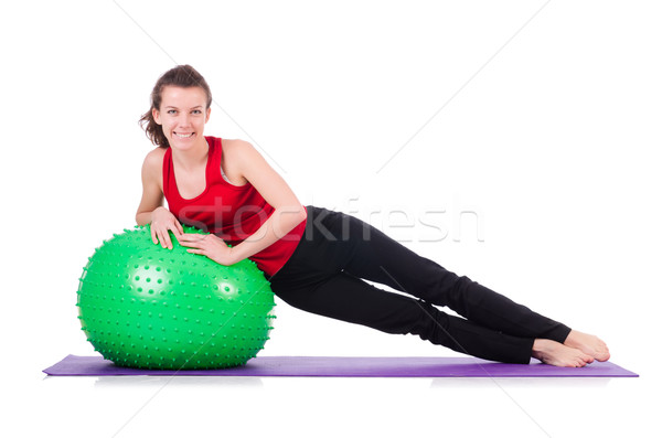 Young woman exercising with swiss ball Stock photo © Elnur