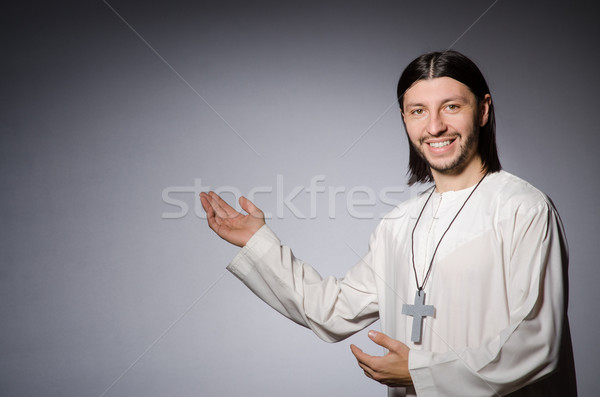 [[stock_photo]]: Prêtre · homme · religieux · livre · église · bible