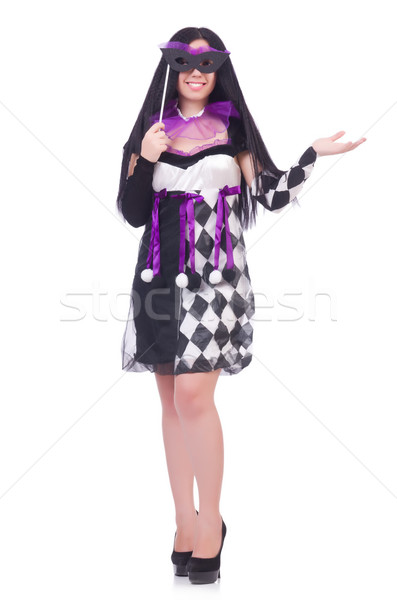 Pretty girl in jester costume isolated on white Stock photo © Elnur