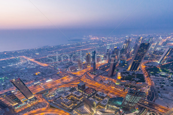 Panorama notte Dubai tramonto cielo acqua Foto d'archivio © Elnur