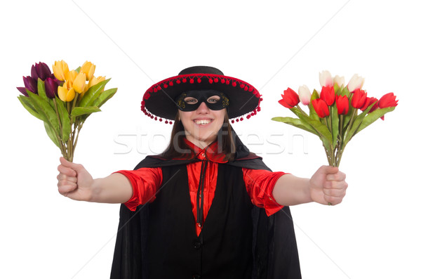 Stock foto: Mädchen · schwarz · rot · Karneval · Anzug · isoliert