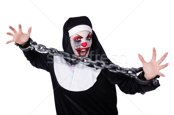 [[stock_photo]]: Effrayant · nonne · halloween · fille · chaîne · sombre