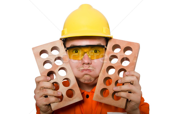 Man in orange coveralls isolated on white Stock photo © Elnur