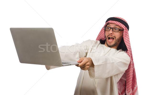 Arab man with laptop isolated on white Stock photo © Elnur