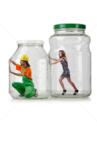 People trapped in the glass jar Stock photo © Elnur
