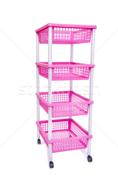 Pink bin rack shelf with wheels isolated on white Stock photo © Elnur