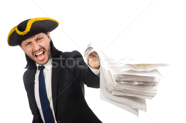 Pirata empresário documentos isolado branco Foto stock © Elnur