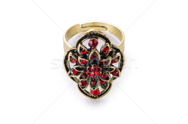 Biżuteria pierścień odizolowany biały łańcucha diament Zdjęcia stock © Elnur
