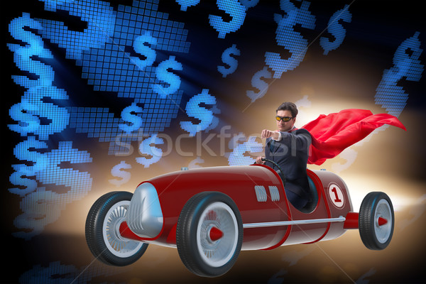 Superhero businessman driving vintage roadster Stock photo © Elnur