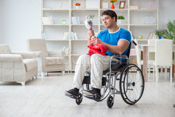 Stockfoto: Gehandicapten · bokser · rolstoel · letsel · hand · oefening