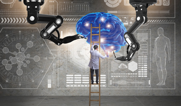Arzt futuristisch medizinischen Gehirn Computer Mann Stock foto © Elnur