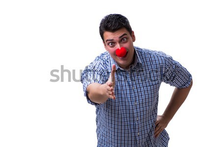 Funny Mann Clown isoliert weiß Hand Stock foto © Elnur