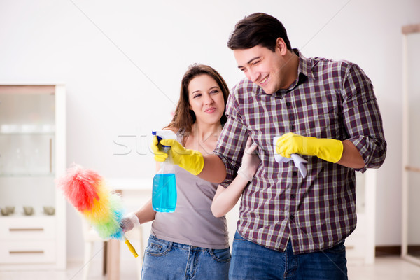 Wife and husband doing cleaning at home Stock photo © Elnur