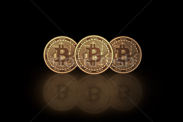 Bitcoins in cryptocurrency blockchain concept - 3d rendering Stock photo © Elnur