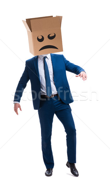 Businessman with box and unhappy face Stock photo © Elnur