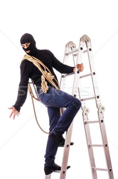 Burglar wearing balaclava isolated on white Stock photo © Elnur