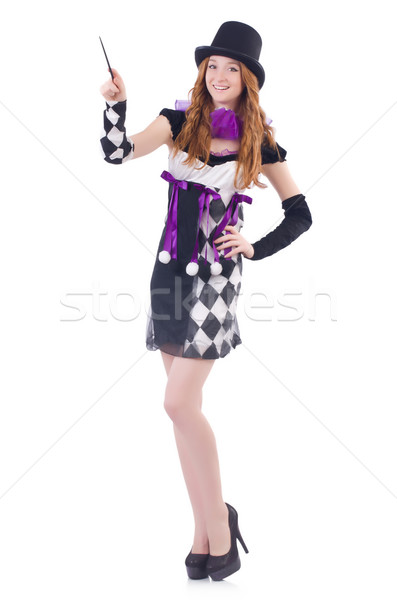 Magician woman with wand on white Stock photo © Elnur