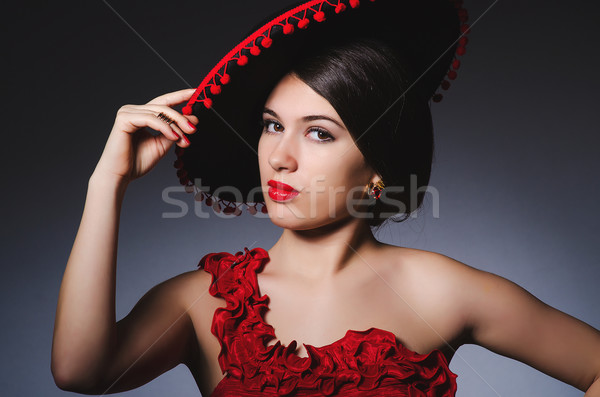 Zdjęcia stock: Atrakcyjna · dziewczyna · czerwona · sukienka · sexy · dance · moda · czerwony