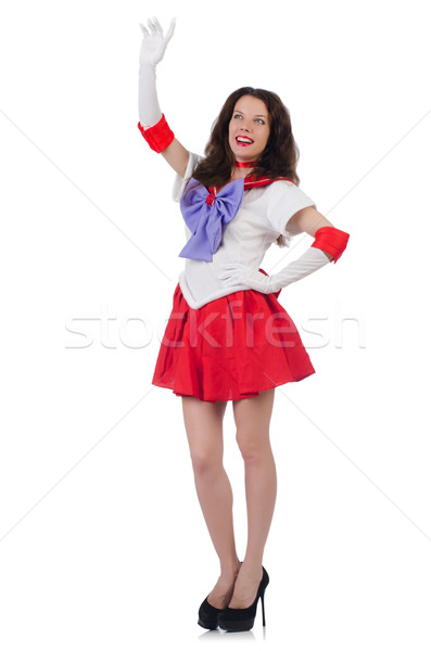 Femminile modello indossare vestito rosso isolato bianco Foto d'archivio © Elnur