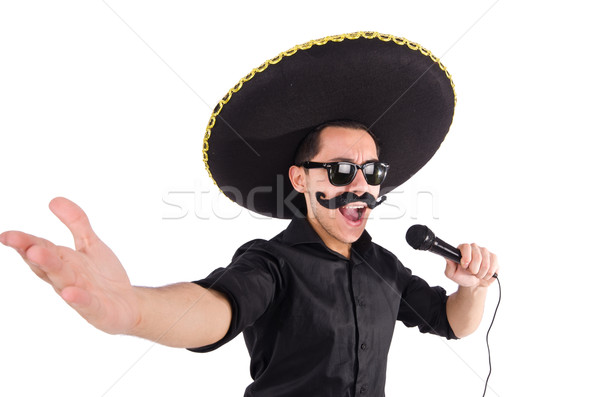 Funny człowiek mexican sombrero hat Zdjęcia stock © Elnur